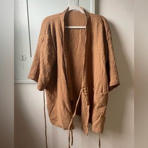 Oddbird Co loungewear Kardes Kahve set mustard yellow cotton gauze size large